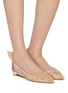 Figure View - Click To Enlarge - AQUAZZURA - Bow Tie Mesh Suede Ballet Flats