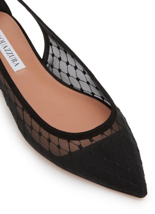 Detail View - Click To Enlarge - AQUAZZURA - Bow Tie Mesh Suede Ballet Flats
