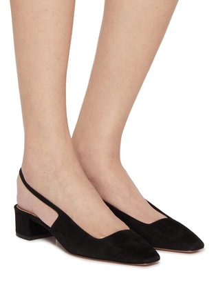 Figure View - Click To Enlarge - AQUAZZURA - Allegra 40 Suede Slingback Mules