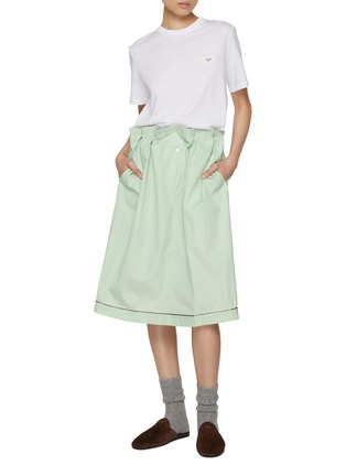 Figure View - Click To Enlarge - PRADA - Pleated Knee Length Cotton Skirt
