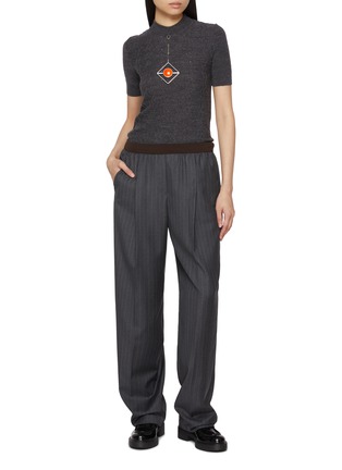Figure View - Click To Enlarge - PRADA - Short Sleeve Pendant Knit Top