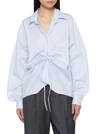 Main View - Click To Enlarge - PRADA - Ruched Front Cotton Poplin Shirt
