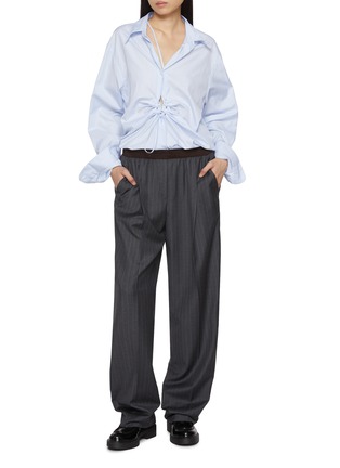 Figure View - Click To Enlarge - PRADA - Ruched Front Cotton Poplin Shirt
