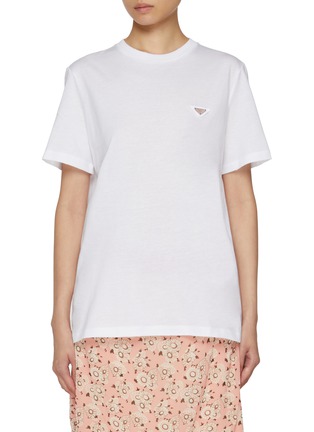 Main View - Click To Enlarge - PRADA - Logo Plaque Cotton T-Shirt