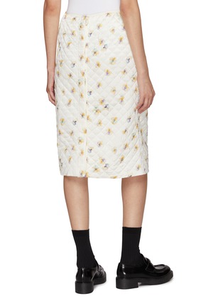 Back View - Click To Enlarge - PRADA - Floral Quilted Silk Midi Skirt