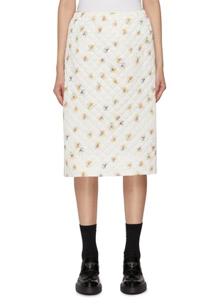 Main View - Click To Enlarge - PRADA - Floral Quilted Silk Midi Skirt
