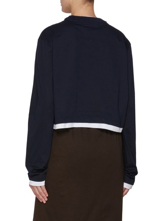 Back View - Click To Enlarge - PRADA - Long Sleeve Contrast Cotton Jersey T-Shirt