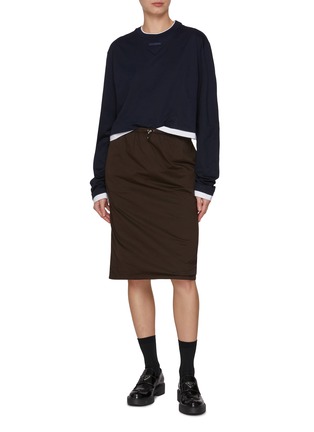 Figure View - Click To Enlarge - PRADA - Long Sleeve Contrast Cotton Jersey T-Shirt