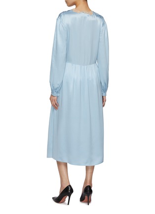 Back View - Click To Enlarge - PRADA - Lace Trim Silk Satin Dress