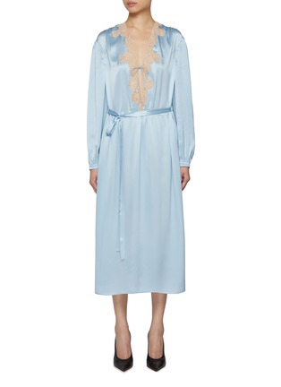 Main View - Click To Enlarge - PRADA - Lace Trim Silk Satin Dress
