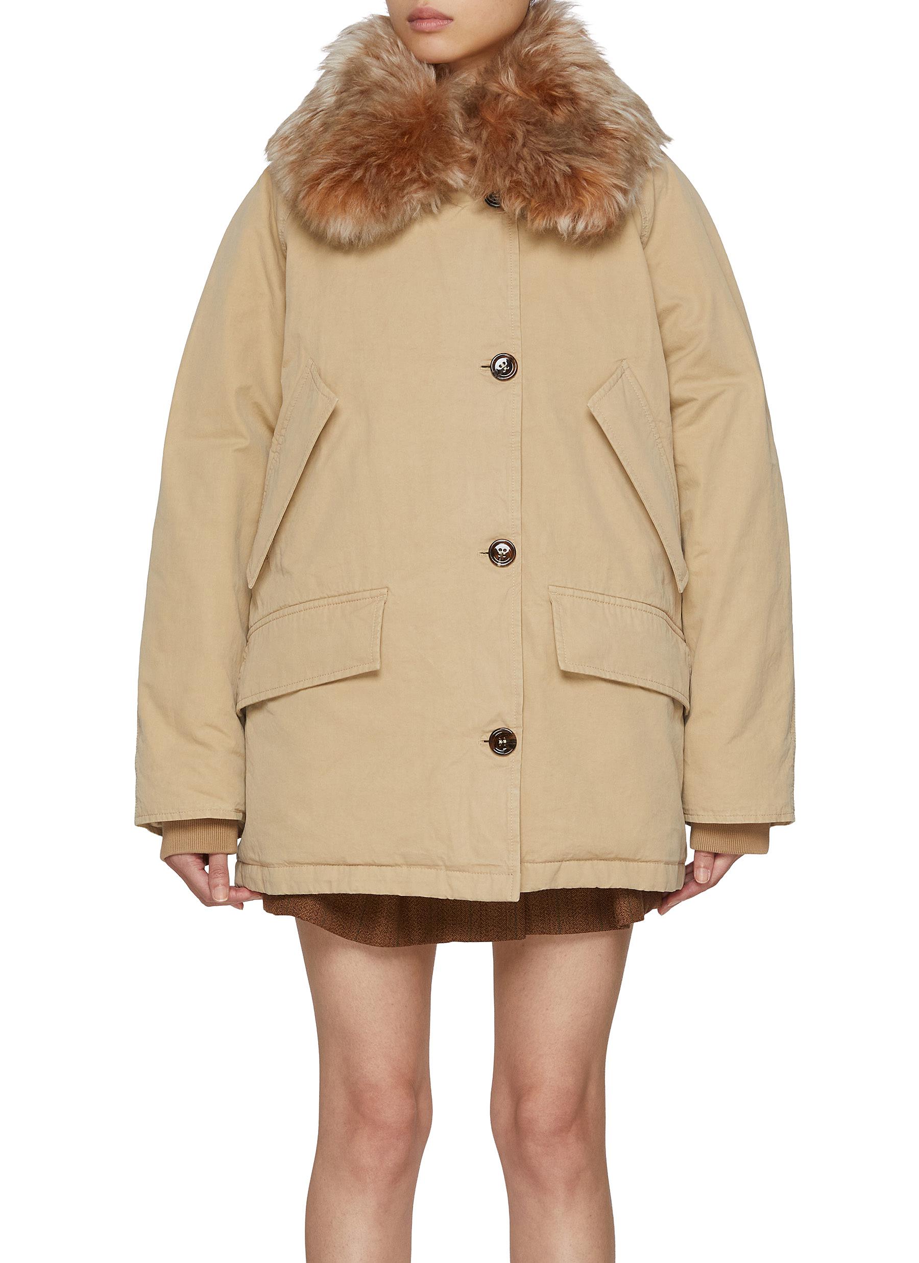 PRADA | Fur Collar Cotton Puffer Jacket | Women | Lane Crawford