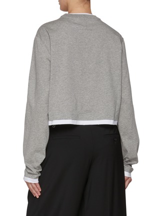 Back View - Click To Enlarge - PRADA - Long Sleeve Contrast Cotton Jersey T-Shirt