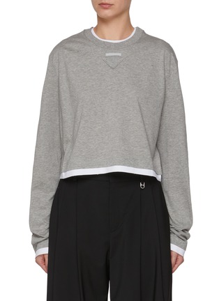Main View - Click To Enlarge - PRADA - Long Sleeve Contrast Cotton Jersey T-Shirt