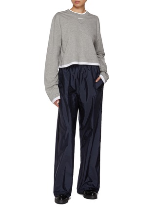Figure View - Click To Enlarge - PRADA - Long Sleeve Contrast Cotton Jersey T-Shirt