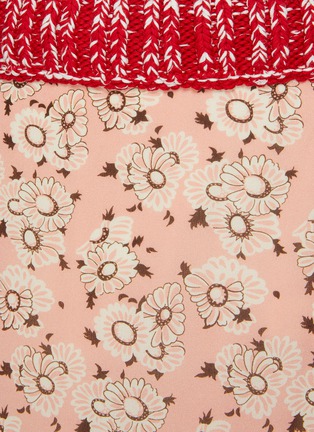  - PRADA - Contrast Knit Waist Floral Midi Skirt