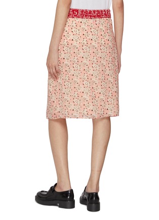 Back View - Click To Enlarge - PRADA - Contrast Knit Waist Floral Midi Skirt