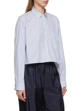 Detail View - Click To Enlarge - PRADA - Striped Cropped Shirt