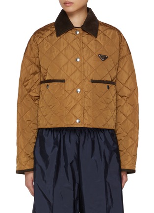 Main View - Click To Enlarge - PRADA - Corduroy Collar Quilted Jacket