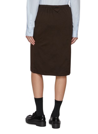 Back View - Click To Enlarge - PRADA - Drawstring Waist Cotton Midi Skirt