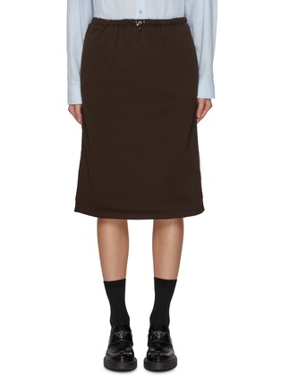 Main View - Click To Enlarge - PRADA - Drawstring Waist Cotton Midi Skirt
