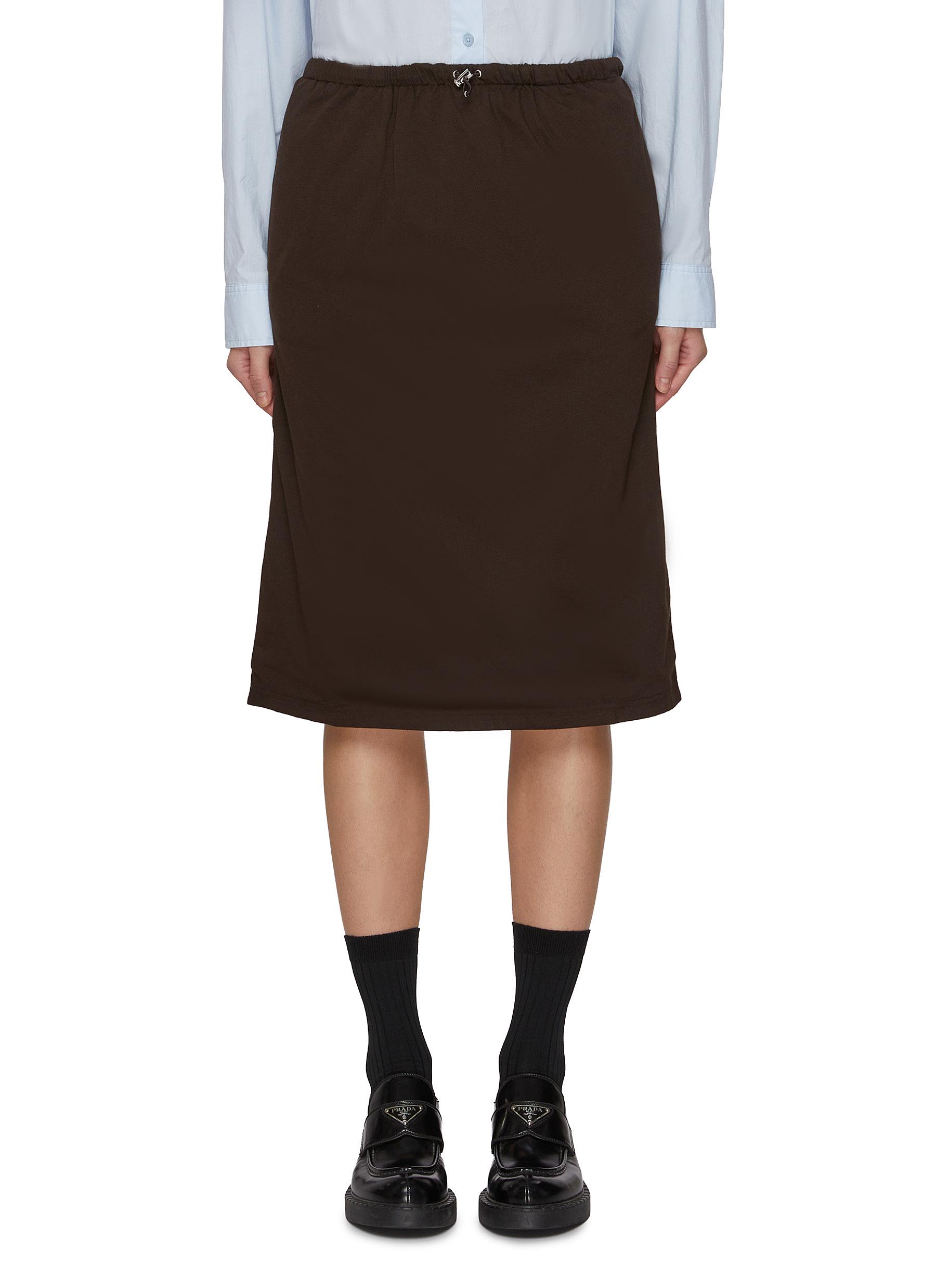【送料&関税込】Prada Cotton Midi Skirt Striped cotton poplin midi skirt in blue - Prada | Mytheresa
