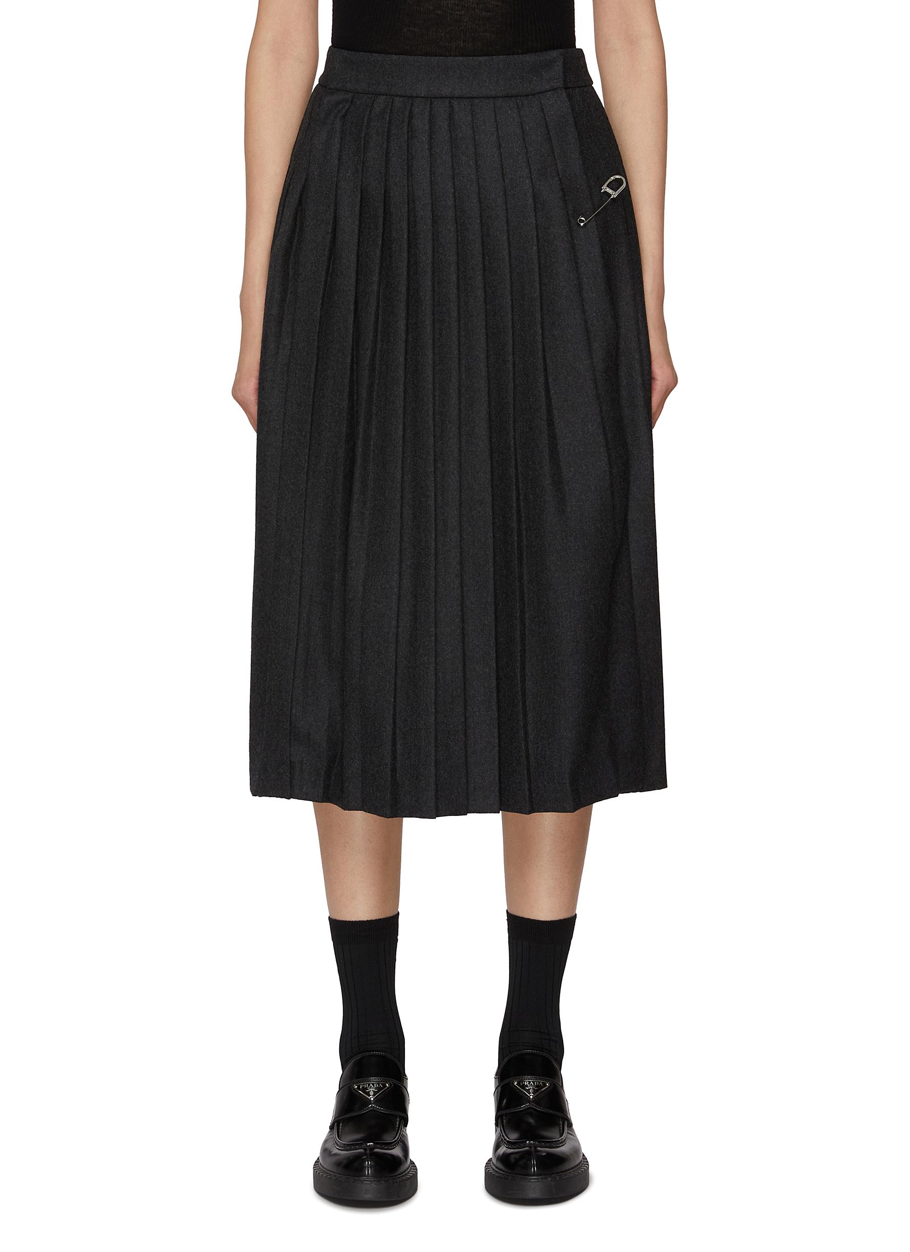 PRADA | Pleated Uniform Wool Midi Skirt | Women | Lane Crawford