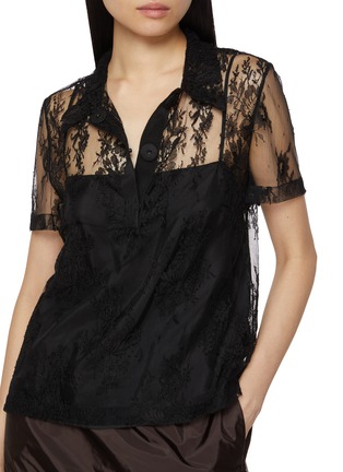  - PRADA - Short Sleeve Sheer Lace Blouse