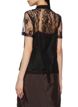 Back View - Click To Enlarge - PRADA - Short Sleeve Sheer Lace Blouse