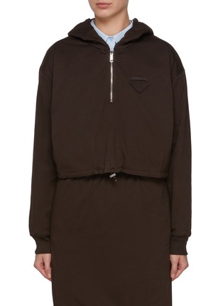 Main View - Click To Enlarge - PRADA - Half Zip Cotton Hooded Jacket