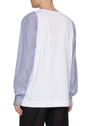 Back View - Click To Enlarge - DRIES VAN NOTEN - Contrast Striped Sleeve Heston Cotton T-Shirt