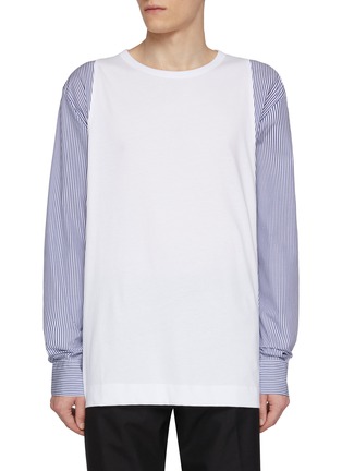 Main View - Click To Enlarge - DRIES VAN NOTEN - Contrast Striped Sleeve Heston Cotton T-Shirt
