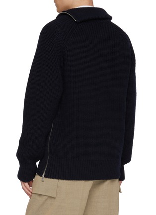 Back View - Click To Enlarge - DRIES VAN NOTEN - Monty Zip Up Ribbed Wool Sweater
