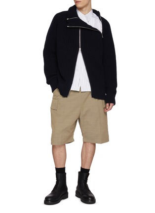 Figure View - Click To Enlarge - DRIES VAN NOTEN - Monty Zip Up Ribbed Wool Sweater