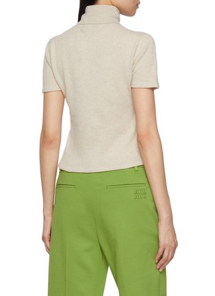 Back View - Click To Enlarge - MIU MIU - Turtleneck Logo Cashmere Top