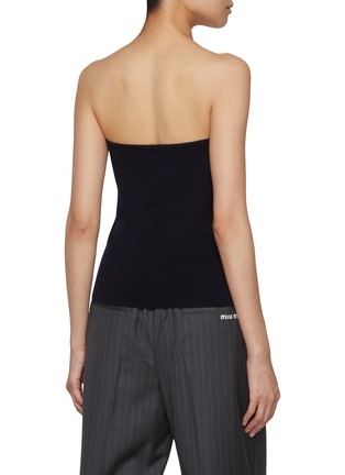 Back View - Click To Enlarge - MIU MIU - Logo Intarsia Cotton Knit Tube Top