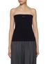 Main View - Click To Enlarge - MIU MIU - Logo Intarsia Cotton Knit Tube Top
