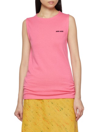 Main View - Click To Enlarge - MIU MIU - Logo Cashmere Silk Knit Top