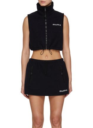 Main View - Click To Enlarge - MIU MIU - Cropped Fleece Zip Up Top