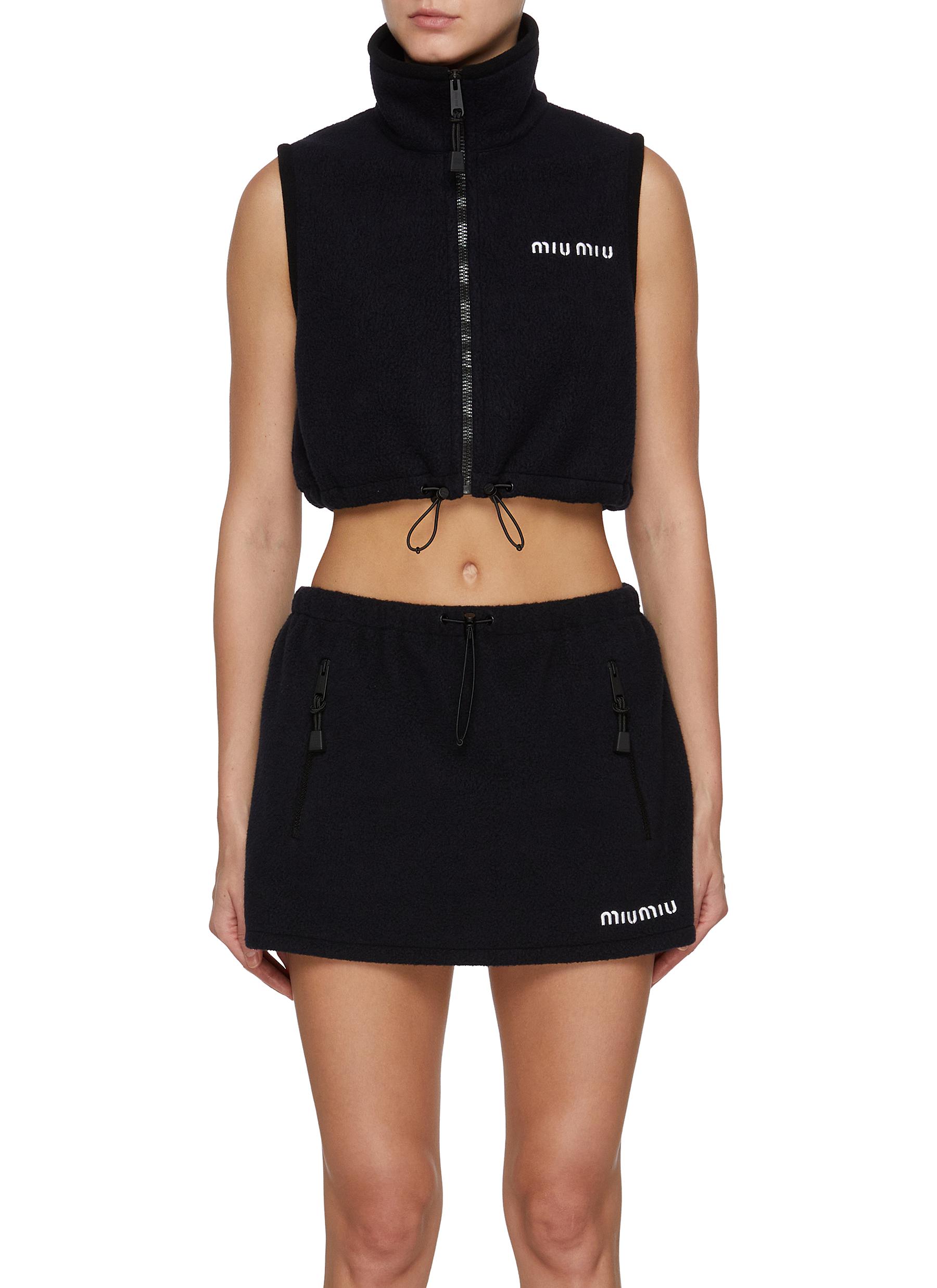 MIU MIU | Cropped Fleece Zip Up Top | Women | Lane Crawford