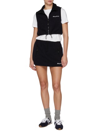 Figure View - Click To Enlarge - MIU MIU - Cropped Fleece Zip Up Top