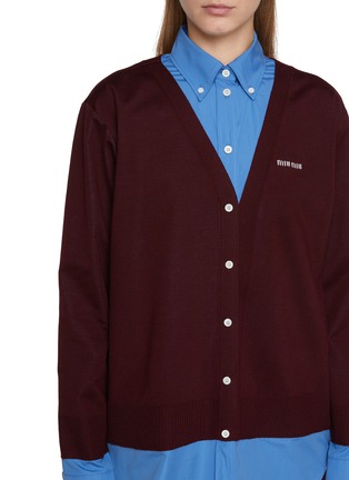  - MIU MIU - Bonded Poplin Shirt Layered Knit Cardigan