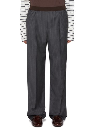 Main View - Click To Enlarge - MIU MIU - Logo Embroidered Pinstripe Wool Track Pants
