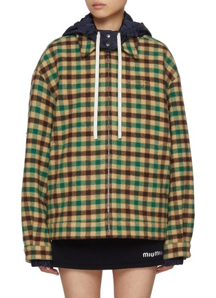Main View - Click To Enlarge - MIU MIU - Check Blouson Jacket