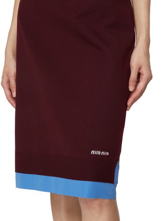  - MIU MIU - Bonded Poplin Layered Wool Knit Pencil Skirt