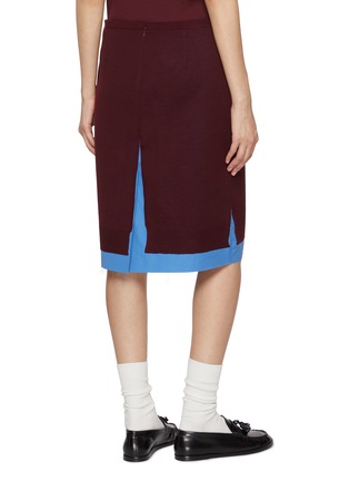 Back View - Click To Enlarge - MIU MIU - Bonded Poplin Layered Wool Knit Pencil Skirt