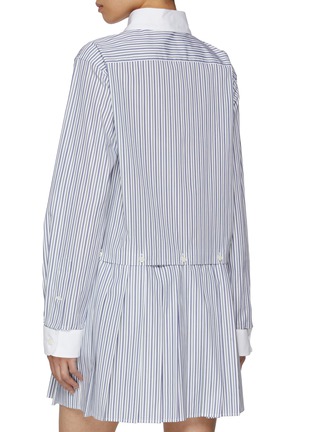 Back View - Click To Enlarge - MIU MIU - Detachable Skirt Stripe Cotton Poplin Mini Dress