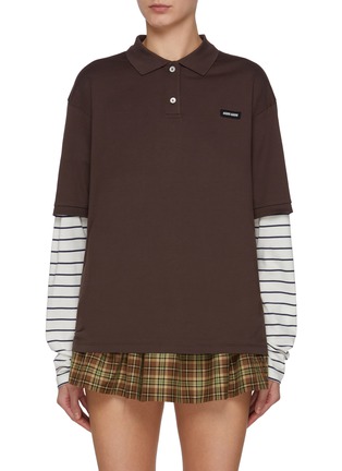 Main View - Click To Enlarge - MIU MIU - Double Layered T-Shirt Polo Shirt