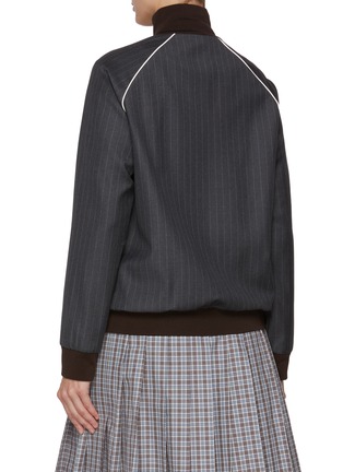 Back View - Click To Enlarge - MIU MIU - Zip Up Logo Wool Track Jacket
