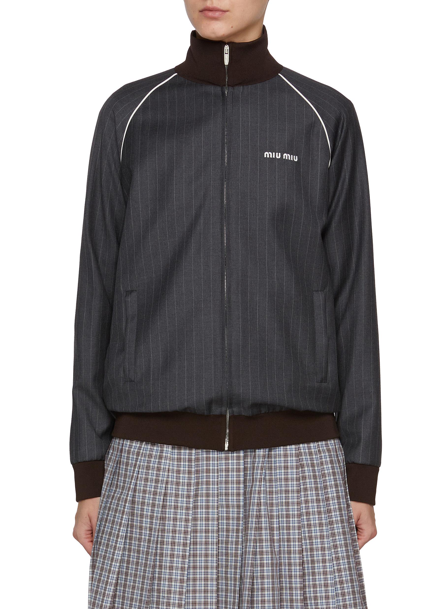 MIU MIU | Zip Up Logo Wool Track Jacket | Women | Lane Crawford