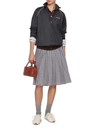 Figure View - Click To Enlarge - MIU MIU - Zip Up Logo Wool Track Jacket